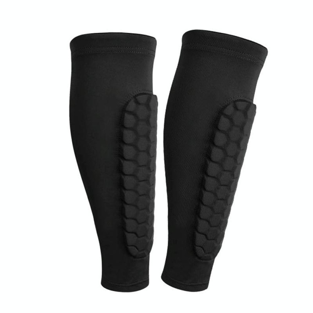 Sports Outdoor Basketball Ride Honeycomb Anti -Collision Leg Protection  L (Black）