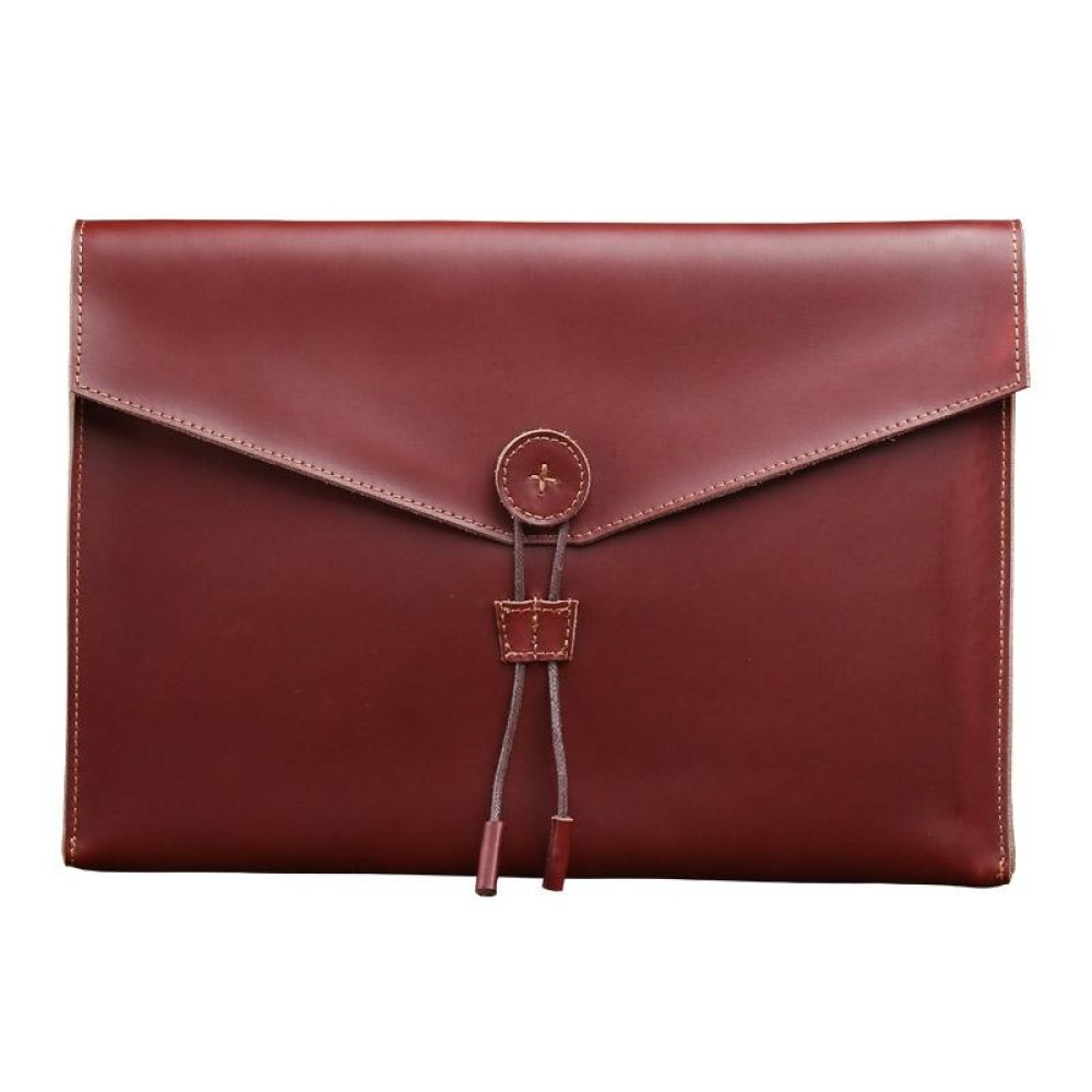 S121 Leather Wear-resistant Business Briefcase, Color: Wine Red