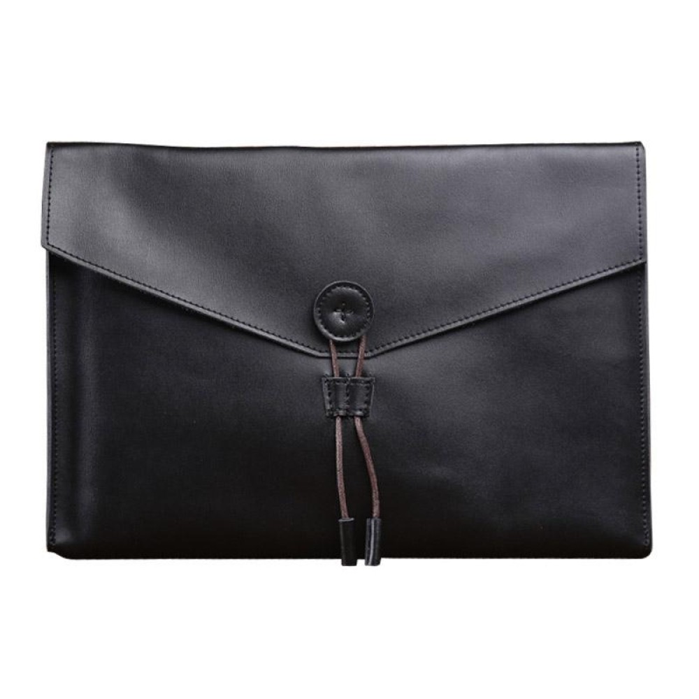 S121 Leather Wear-resistant Business Briefcase, Color: Black