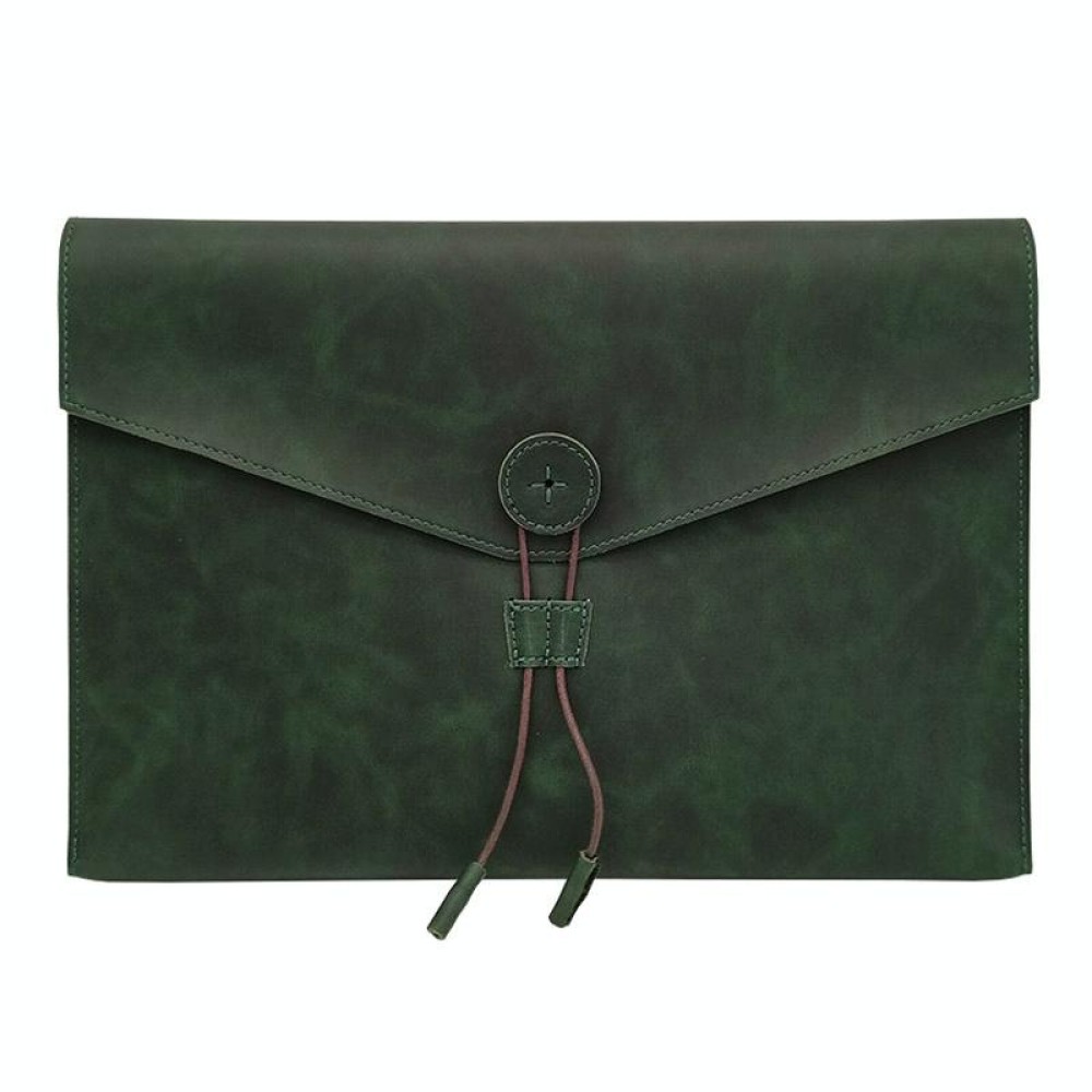 S121 Leather Wear-resistant Business Briefcase, Color: Double Green