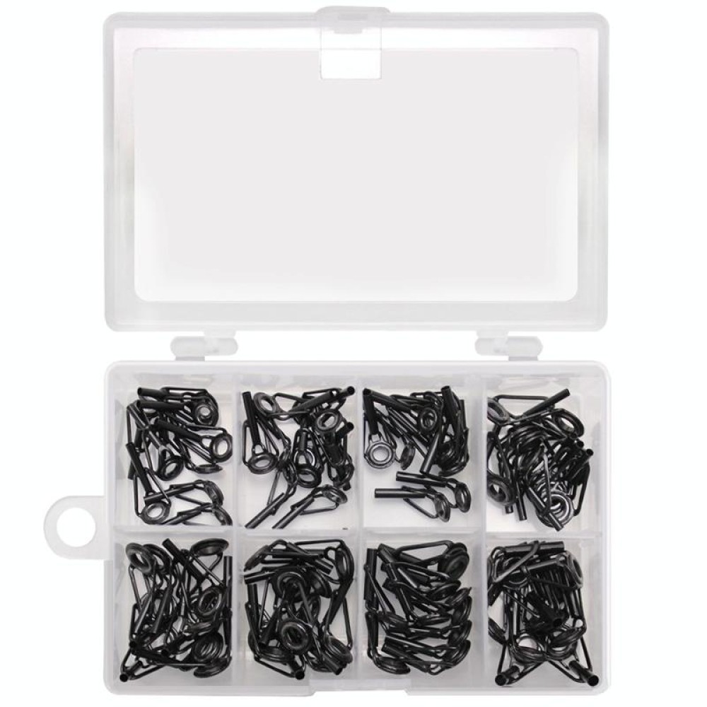 80 PCS / Box Top Ring Leading Eye Lure Rod Accessories, Style: Stainless Steel+Ceramic Ring(Black)