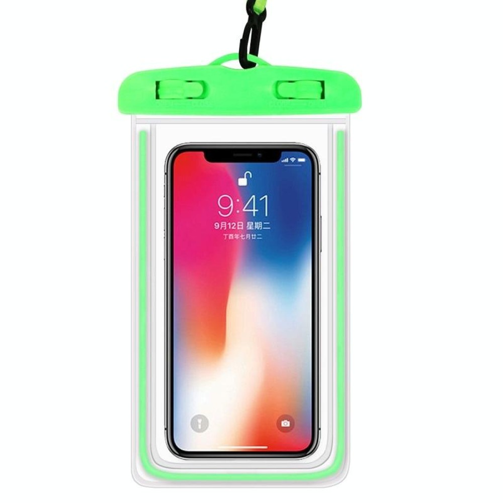 4 PCS Sealed Luminous PVC Waterproof Cover Swimming Mobile Phone Waterproof Bag(Green)