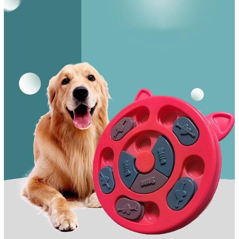 Cat And Dog Feeding Plate Slow Food Bowl Pet Interactive Feeder(Red)