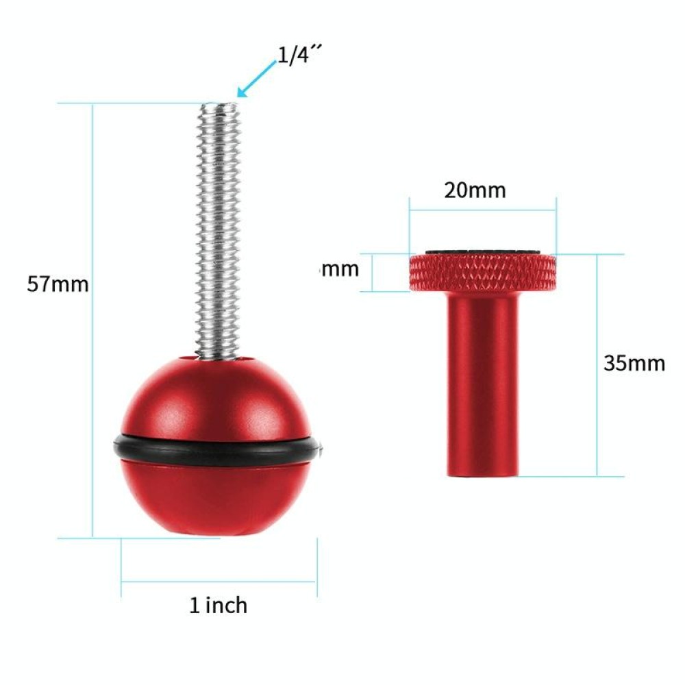 Ball Head Adapter Adjustable Screw Fixed Mount  Camera Underwater Diving Photography Lights Bracket(1/4 Inch Red)