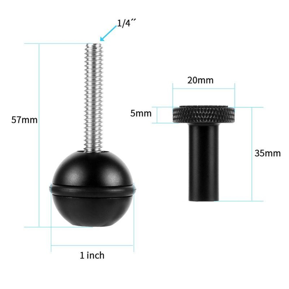 Ball Head Adapter Adjustable Screw Fixed Mount  Camera Underwater Diving Photography Lights Bracket(1/4 Inch  Black)