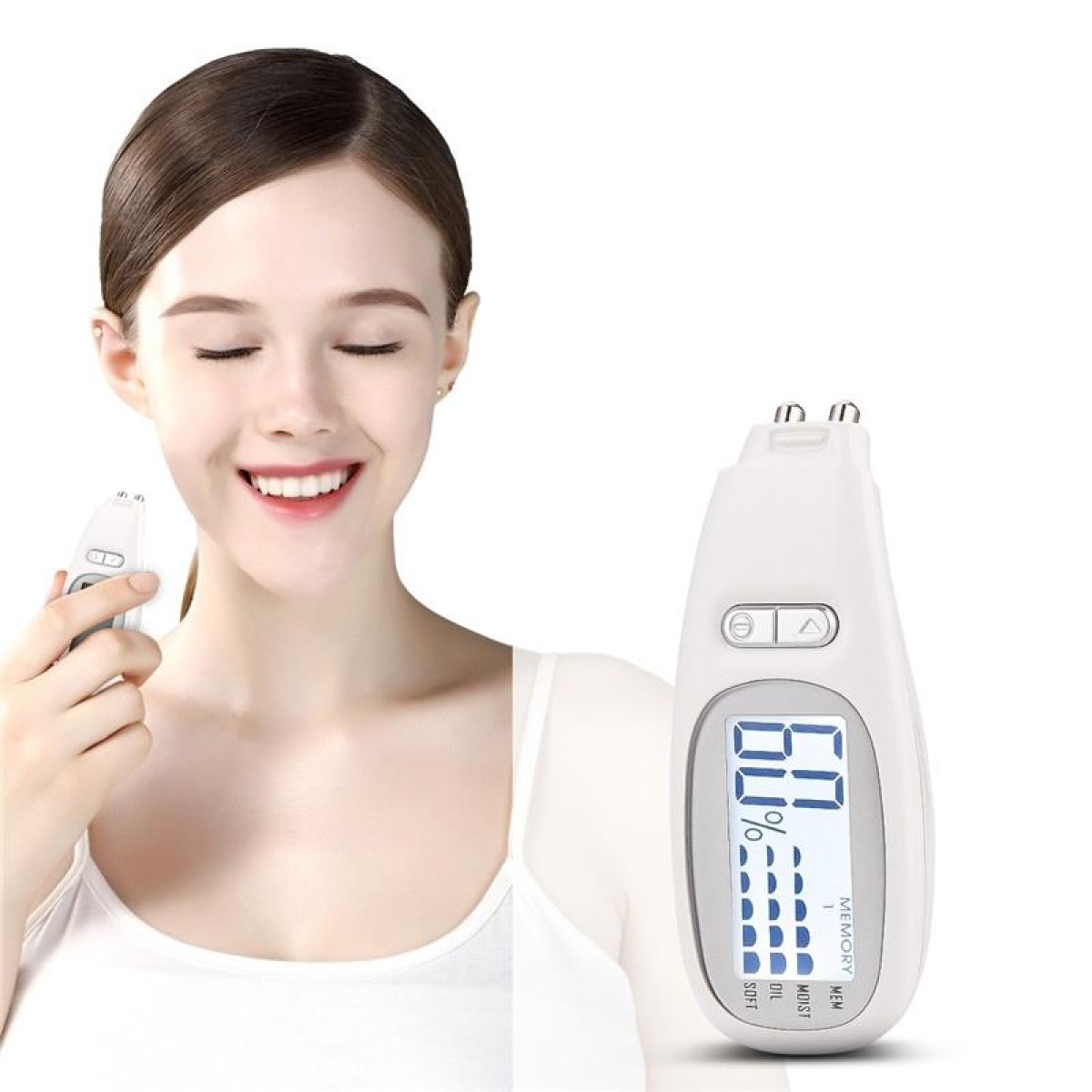 LCD Digital Skin Analyzer Facial Moisture Tester(White)