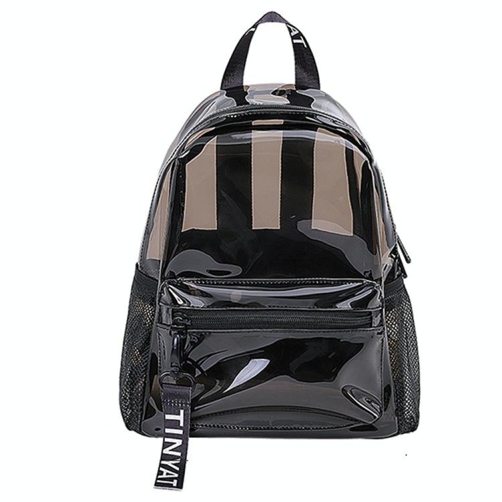 TINYAT T9051 Ladies Jelly Bag Waterproof PVC Transparent Backpack Beach Travel Backpack(Black)