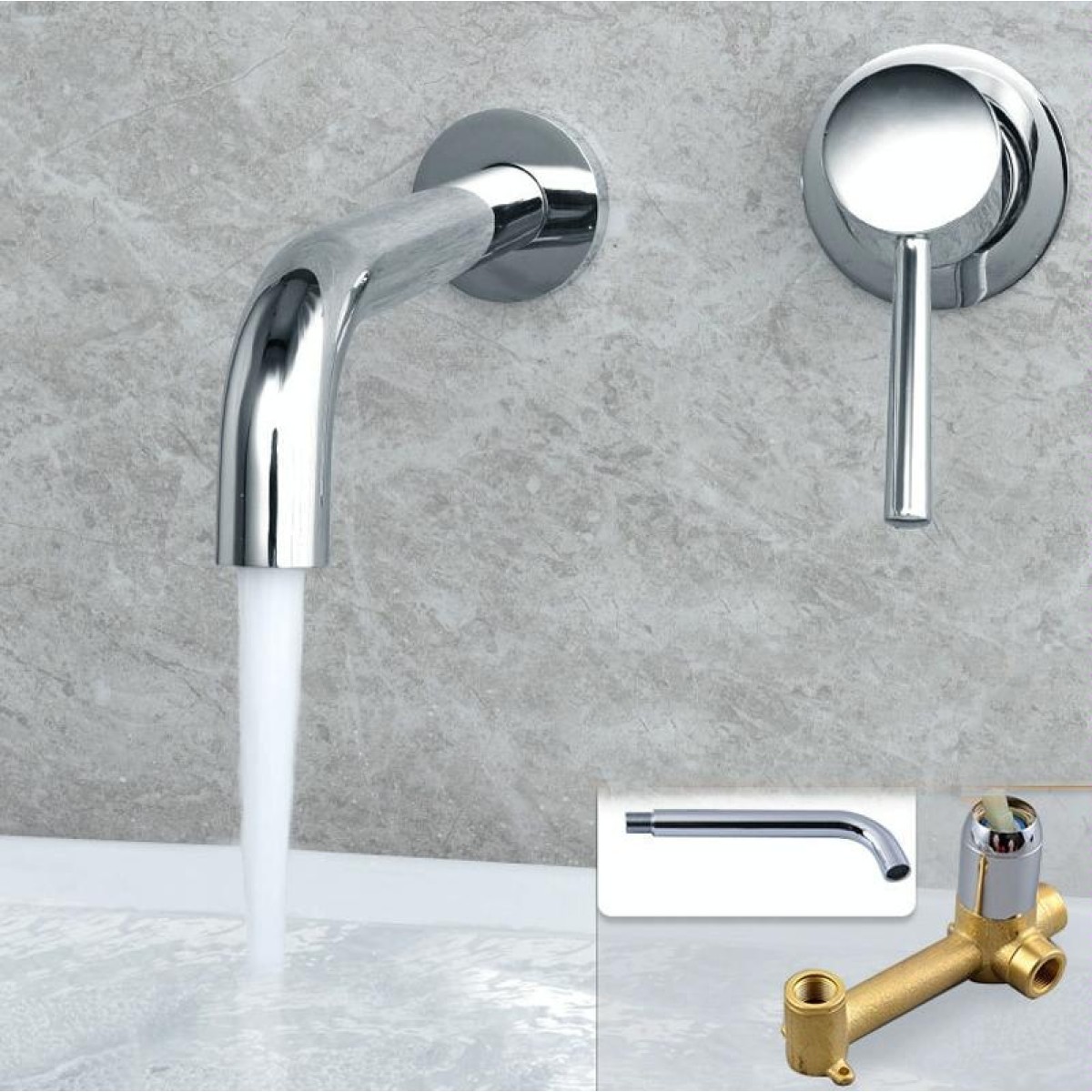 In-wall Hidden Concealed Faucet Hot and Cold Copper Mixing Valve, Specification: Silver Conjoined