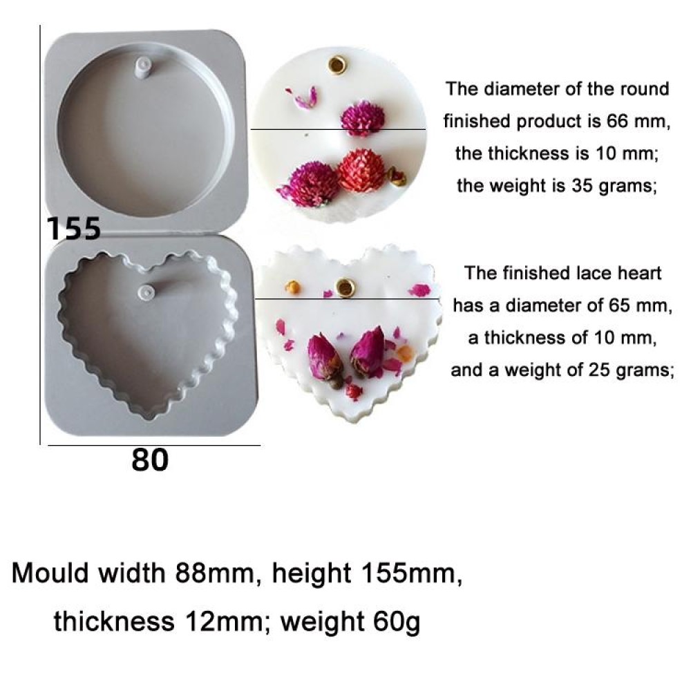 DIY Handmade Aromatherapy Gypsum Wax Sheet Silicone Mold, Specification: Round&Lace Heart