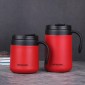Round Bottom Flip Lid Office Cup Drinking Cup With Handle, Capacity: 350ml(Red)