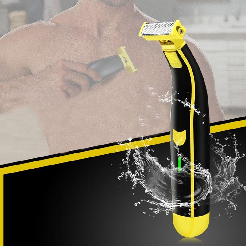 Electric Razor Portable USB Rechargeable Men Shaver(Yellow Black)