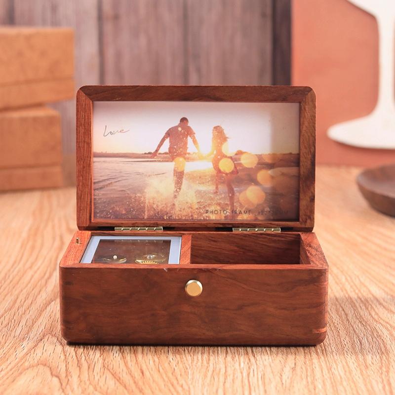 Wooden Jewelry Storage Music Box with Photo Frame Function, Spec: Rosewood