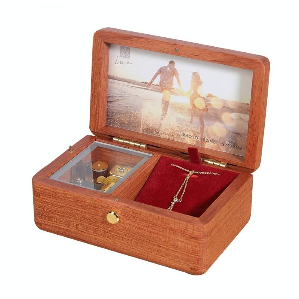 Wooden Jewelry Storage Music Box with Photo Frame Function, Spec: Rosewood+Necklace Flannel