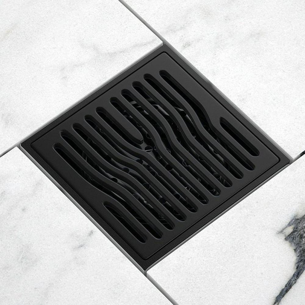 Bathroom Sewer Deodorant Pure Copper Floor Drain, Specification: Black Streamline
