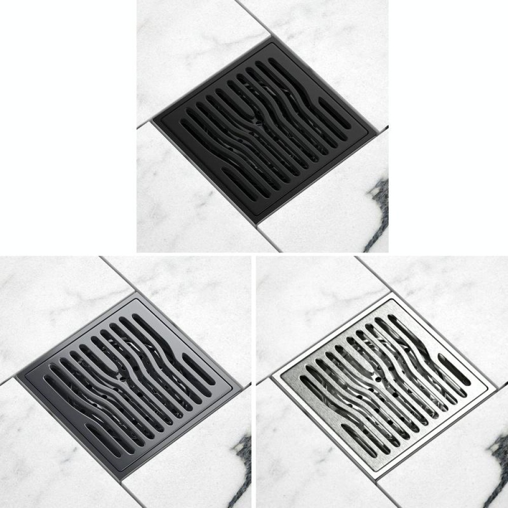 Bathroom Sewer Deodorant Pure Copper Floor Drain, Specification: Black Streamline