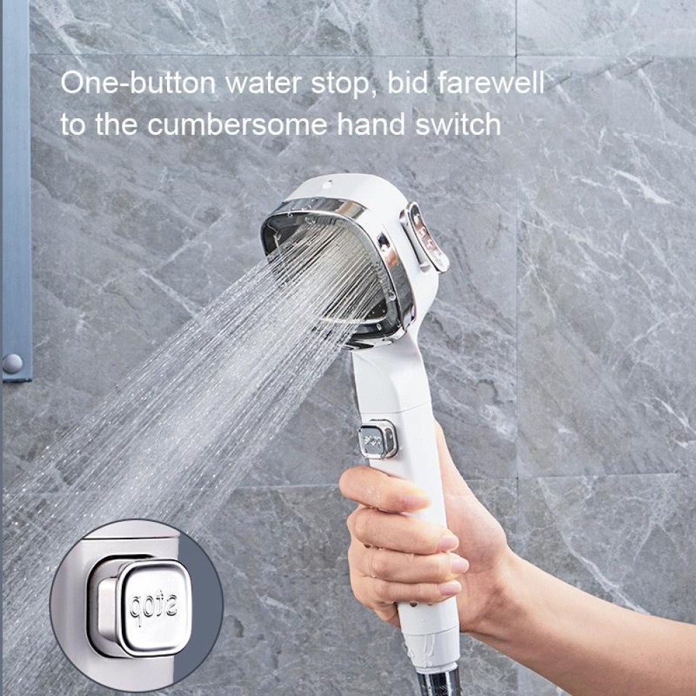 Pressurized Shower Head Four-speed Handheld Shower Set,Style: Navy Blue
