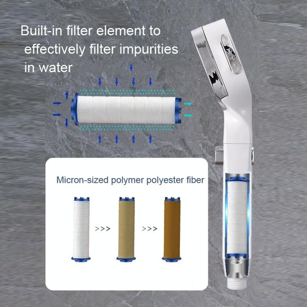 Pressurized Shower Head Four-speed Handheld Shower Set,Style: Electroplating White Filter