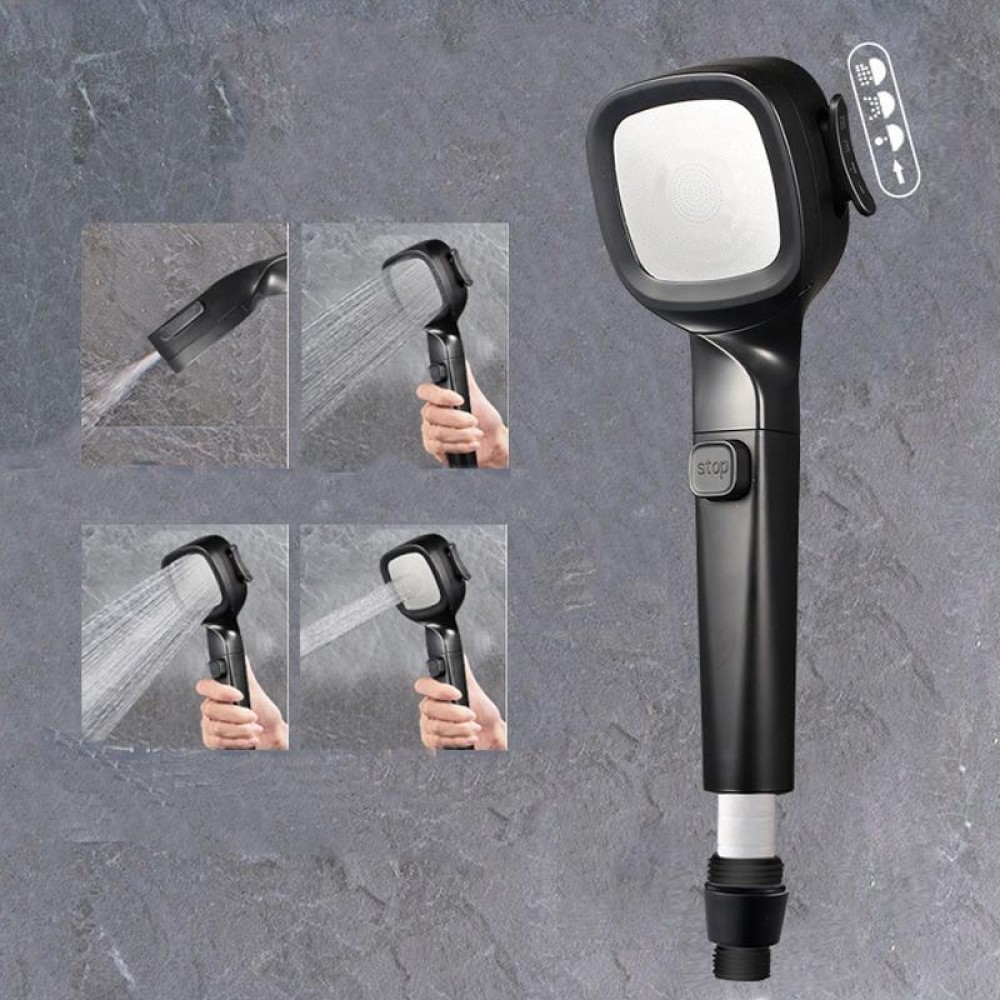 Pressurized Shower Head Four-speed Handheld Shower Set,Style: Black Filter Type