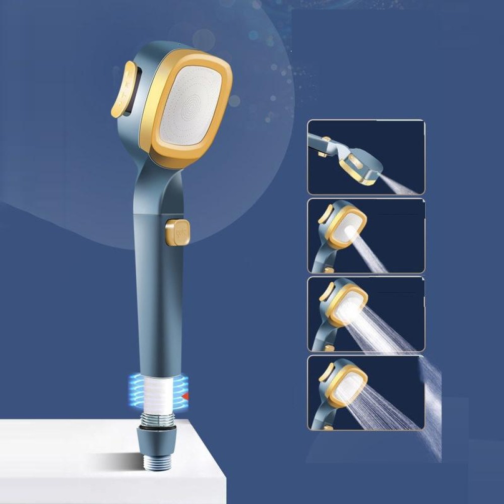 Pressurized Shower Head Four-speed Handheld Shower Set,Style: Navy Blue Filter