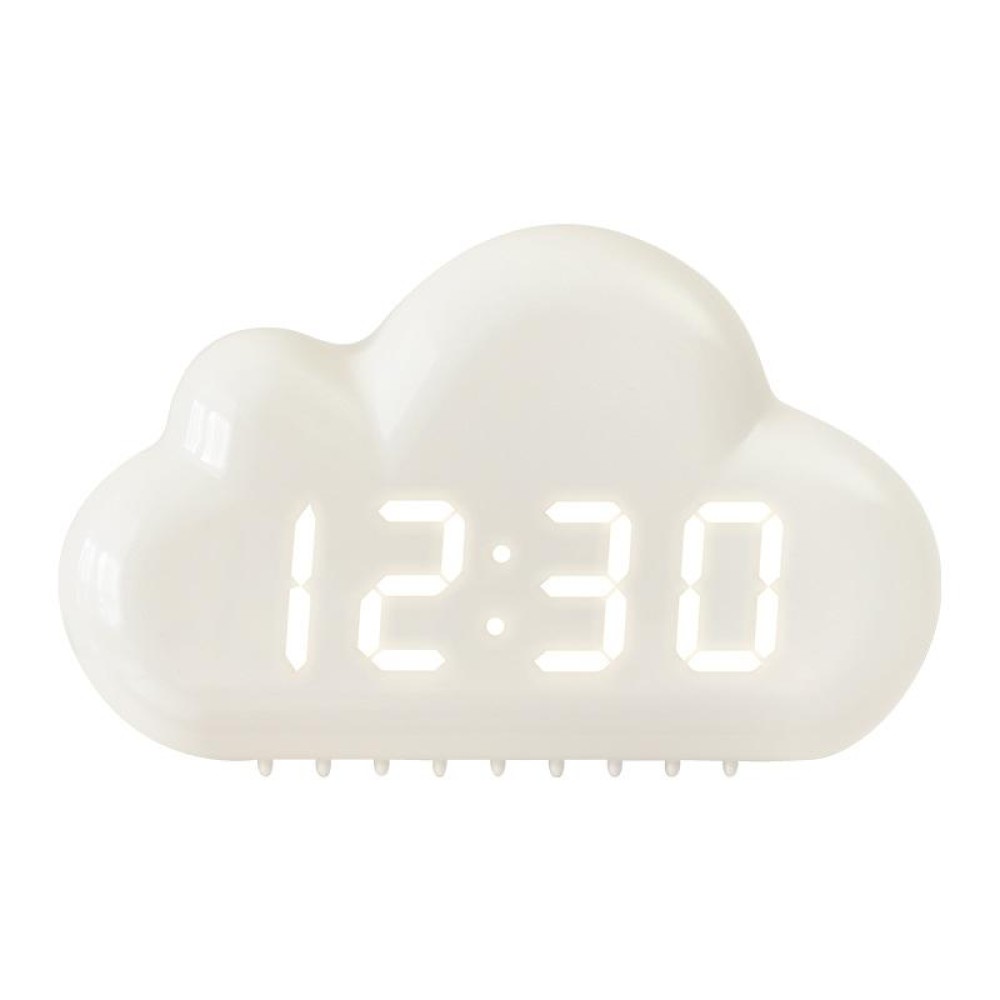 1966 Cute Cloud Shape Voice-activated LED Bedside Alarm Clock(White)