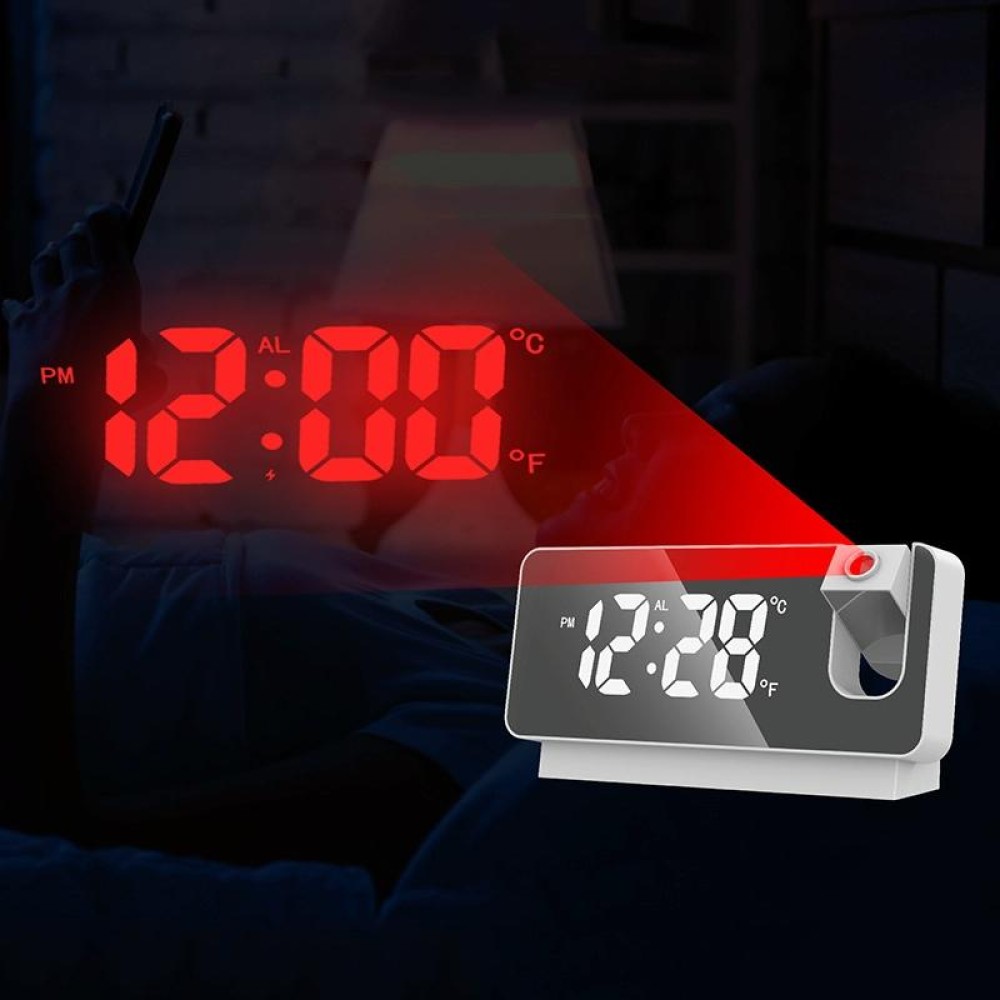 S282 Multifunctional Silent Electronic Digital Projection Clock(White Shell White Light)