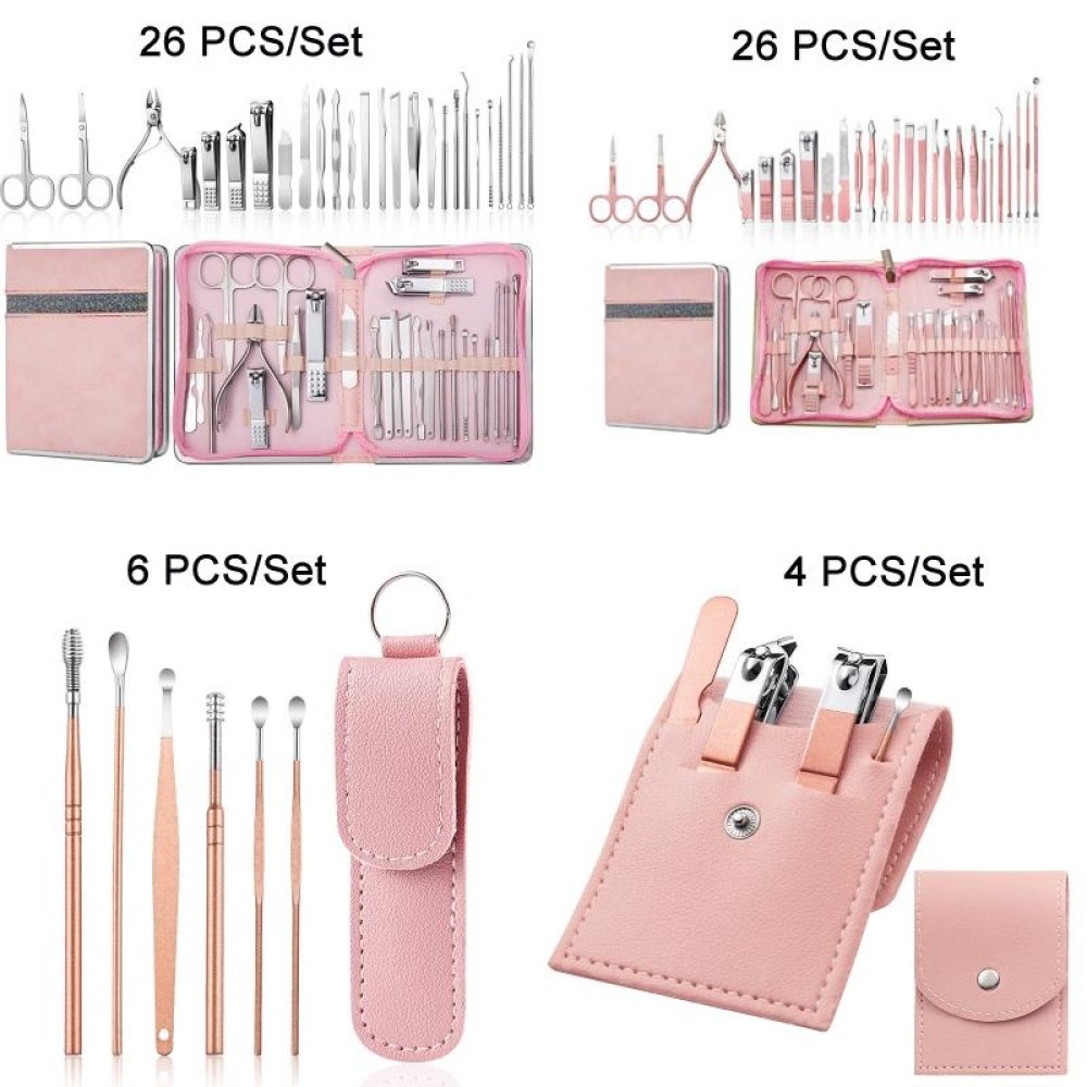 Stainless Steel Nail Clipper Set Beauty Eyebrow Trimmer, Color: 26 PCS/Set Silver