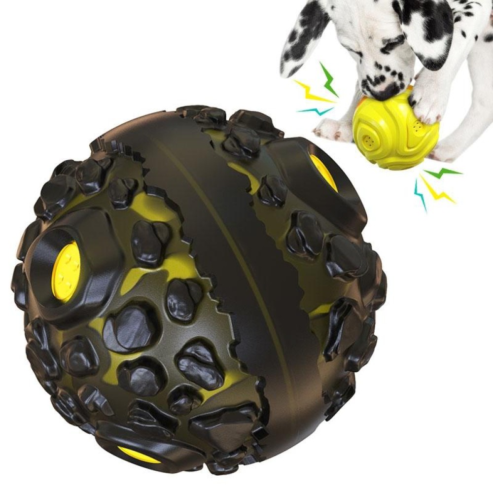 Dog Toothbrush Sound Molar Ball Texture Meteorite Dog Toy(Black Yellow)