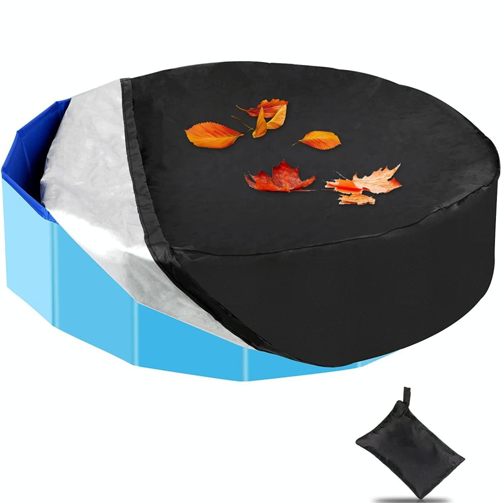 Foldable Round Sunscreen Dustproof Swimming Pool Cover, Specification: Black+Silver 82x30cm