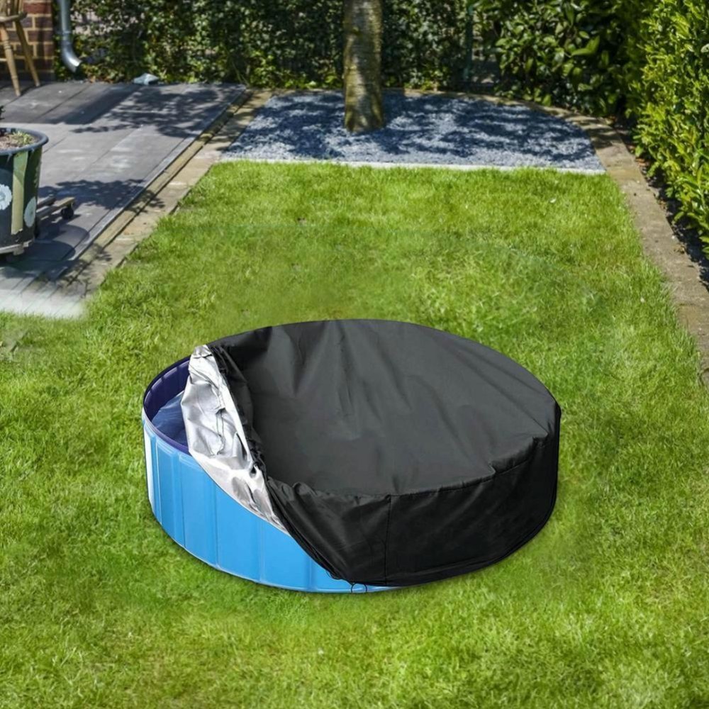 Foldable Round Sunscreen Dustproof Swimming Pool Cover, Specification: Black+Silver 122x30cm