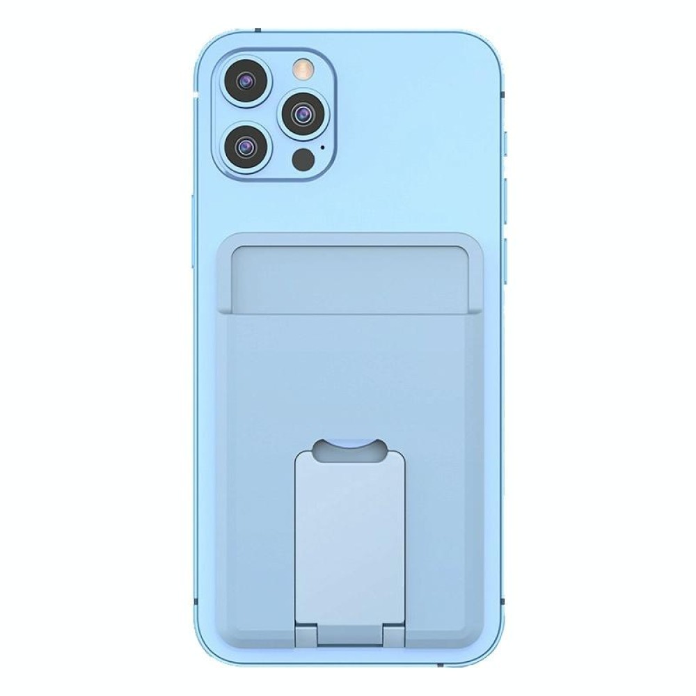 CY133H Silicone Magnetic Phone Holder with Card Holder Function(Peak Blue)