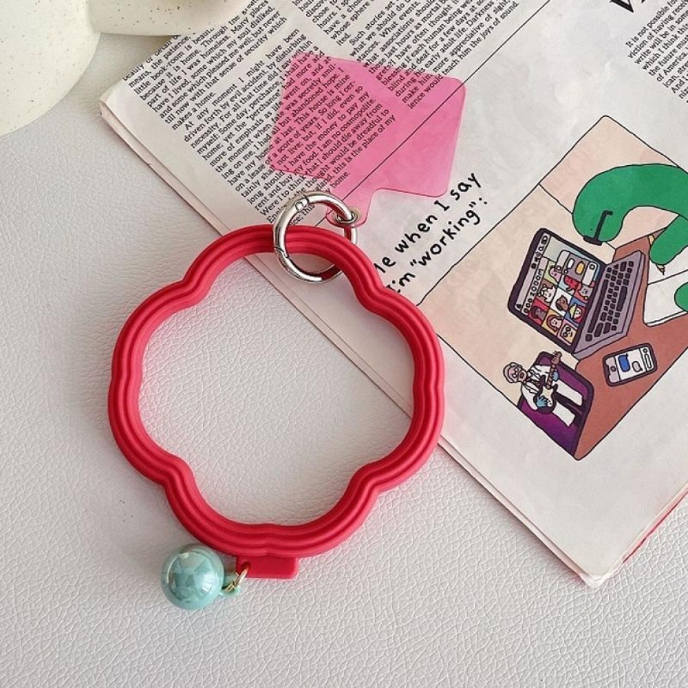 Flower-shaped Wave Phone Case Anti-lost Keychain Silicone Bracelet(Red)