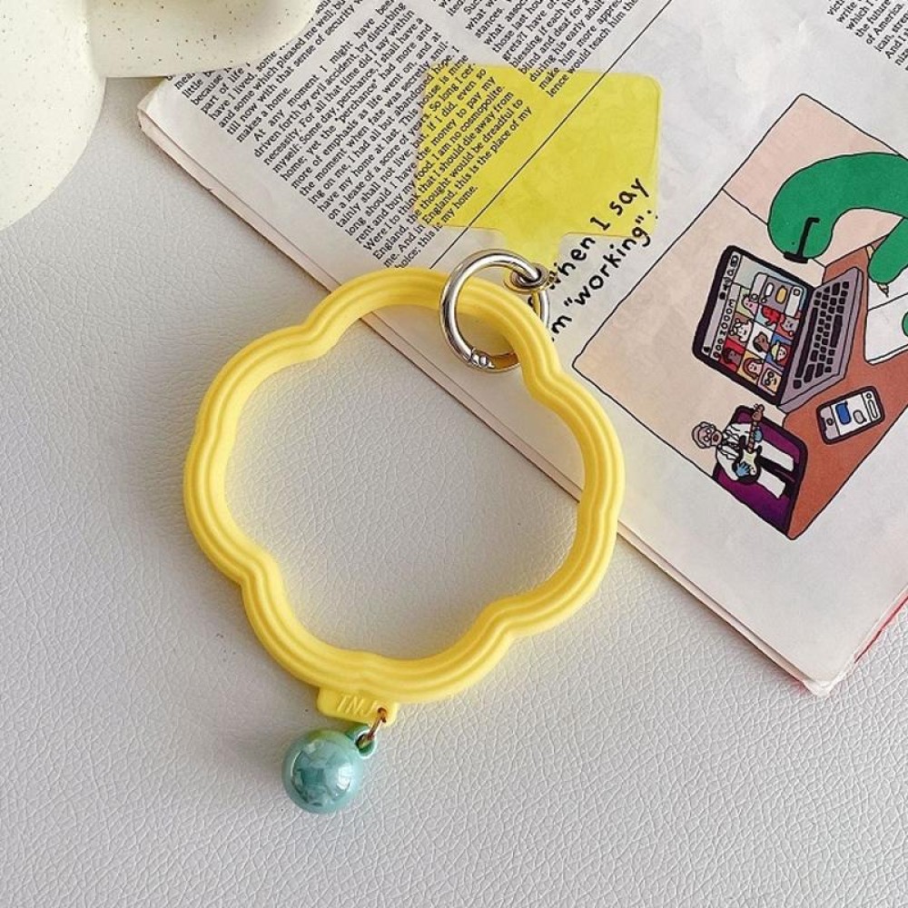 Flower-shaped Wave Phone Case Anti-lost Keychain Silicone Bracelet(Yellow)