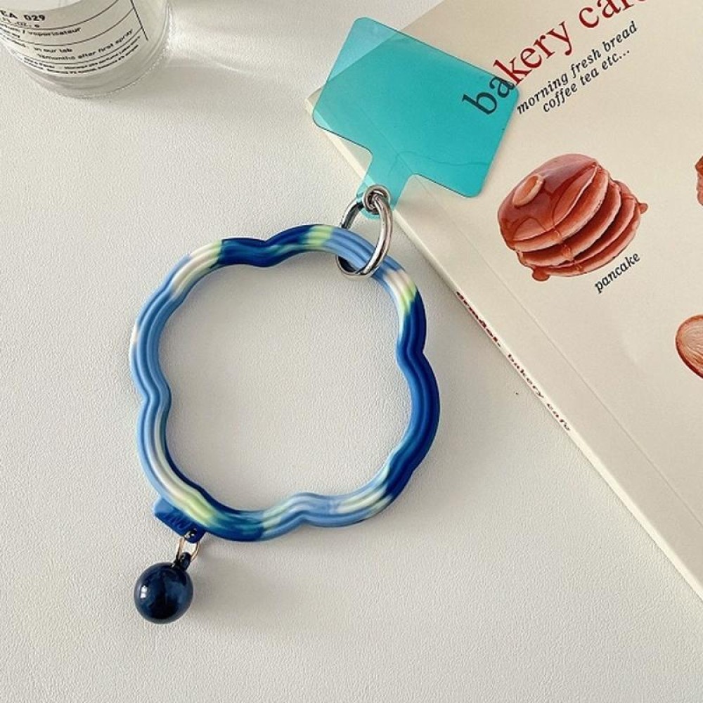 Flower-shaped Wave Phone Case Anti-lost Keychain Silicone Bracelet(Blue Gradient)