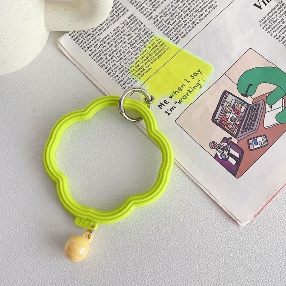 Flower-shaped Wave Phone Case Anti-lost Keychain Silicone Bracelet(Fluorescent Yellow)