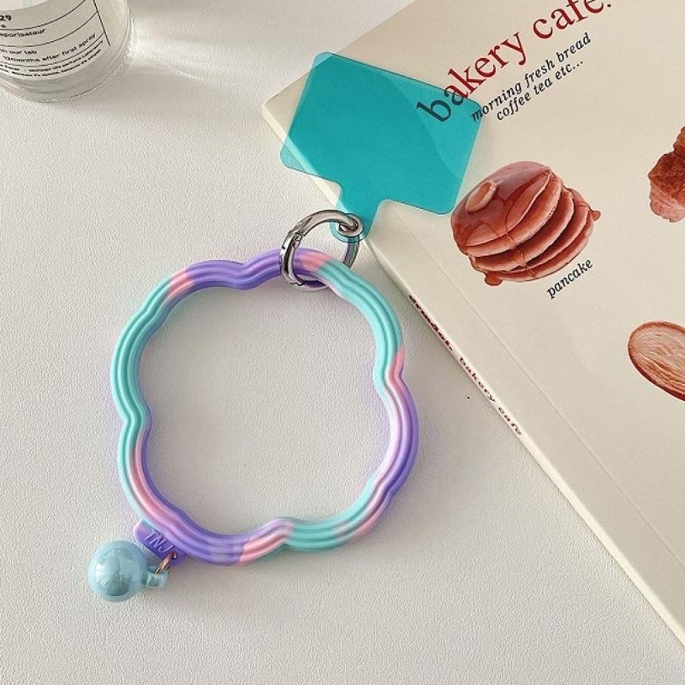 Flower-shaped Wave Phone Case Anti-lost Keychain Silicone Bracelet(Purple Blue Gradient)