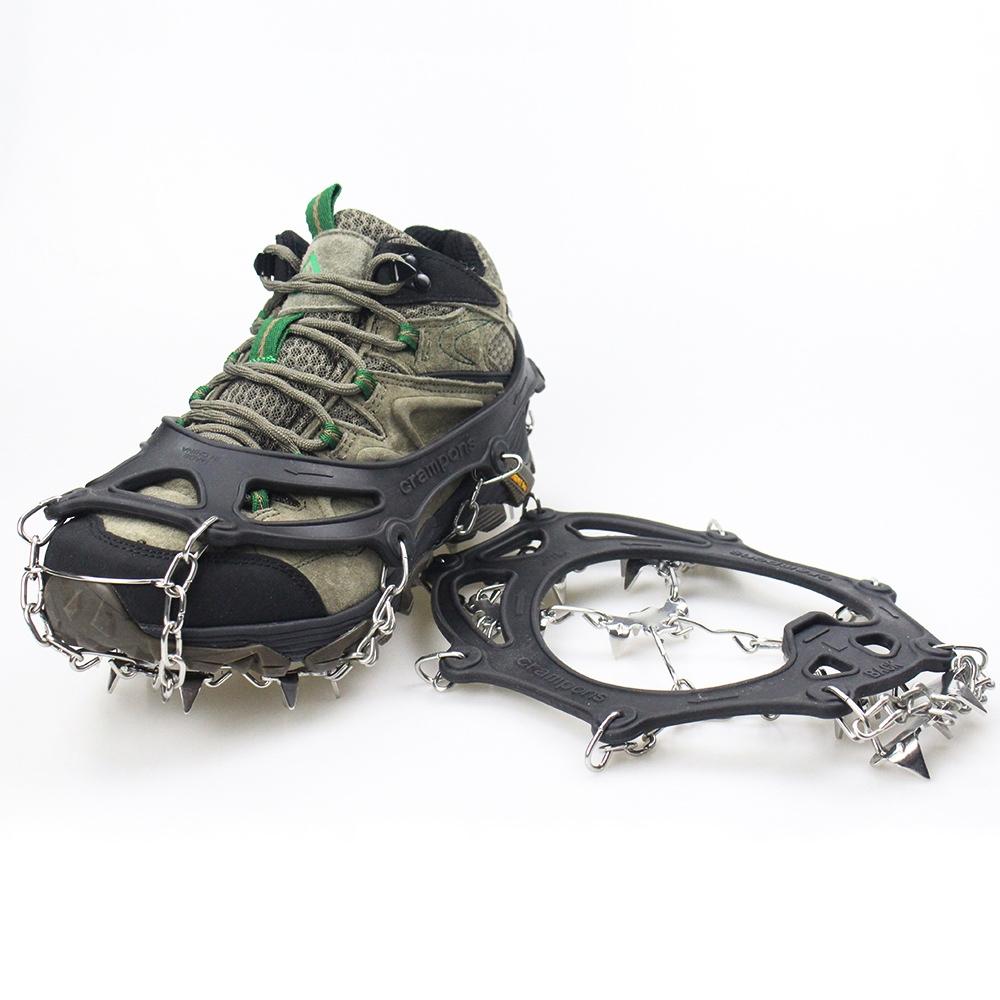 1 Pair  23 Spikes Crampons Outdoor Winter Walk Ice Fishing Snow Shoe Spikes,Size: L Black