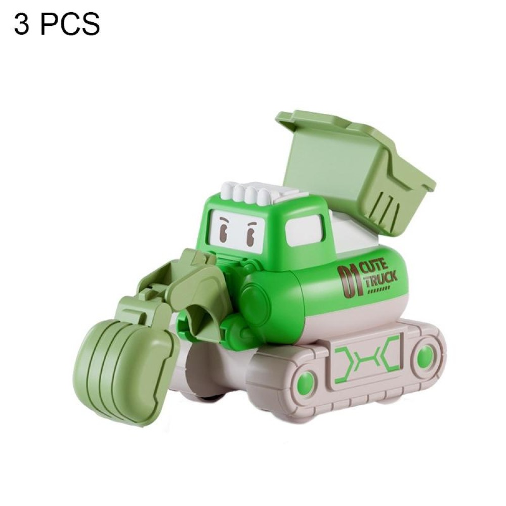 3 PCS 7799 Pressing Inertia Forward Cartoon Children Toy Car(Green)