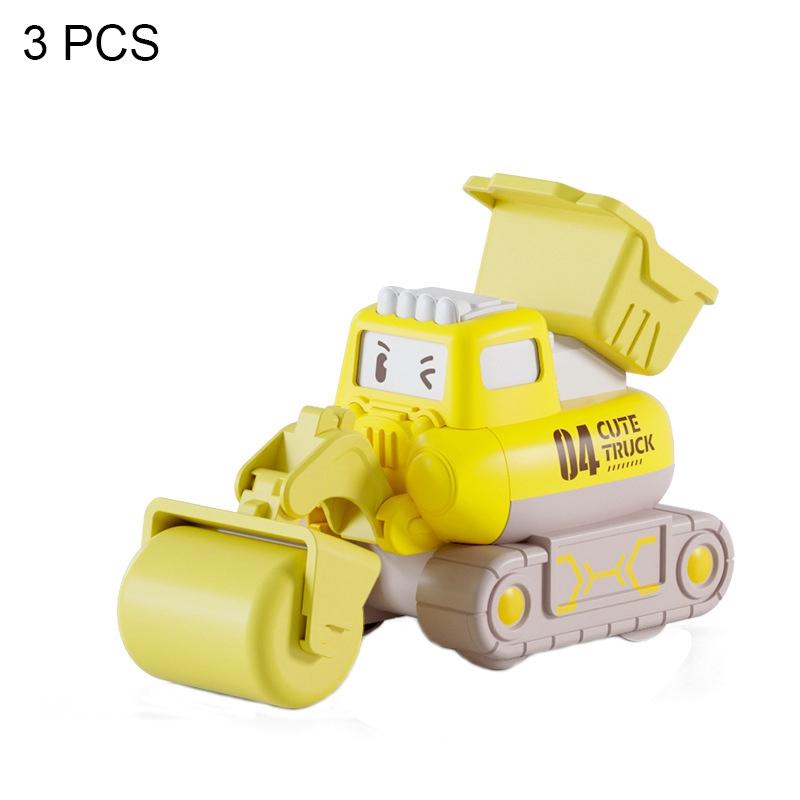 3 PCS 7799 Pressing Inertia Forward Cartoon Children Toy Car(Yellow)