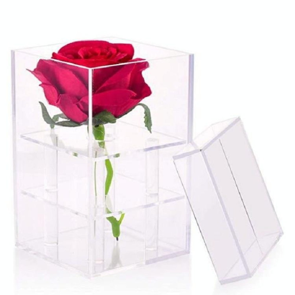Square Transparent Acrylic Gift Box Flower Box, Specification: 1 Hole