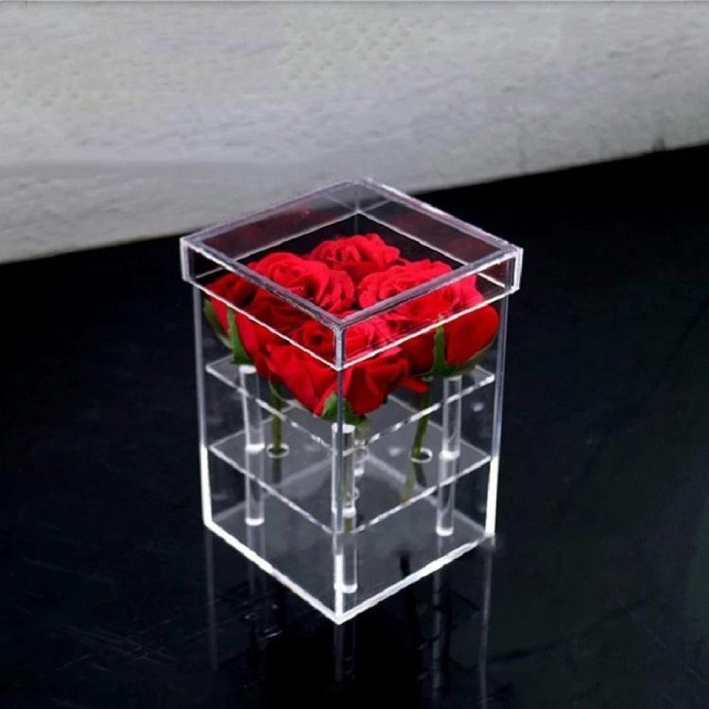 Square Transparent Acrylic Gift Box Flower Box, Specification: 4 Holes