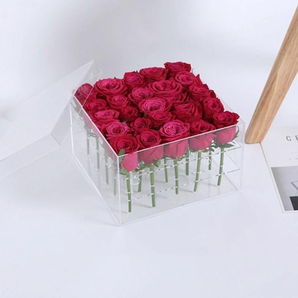 Square Transparent Acrylic Gift Box Flower Box, Specification: 25 Holes