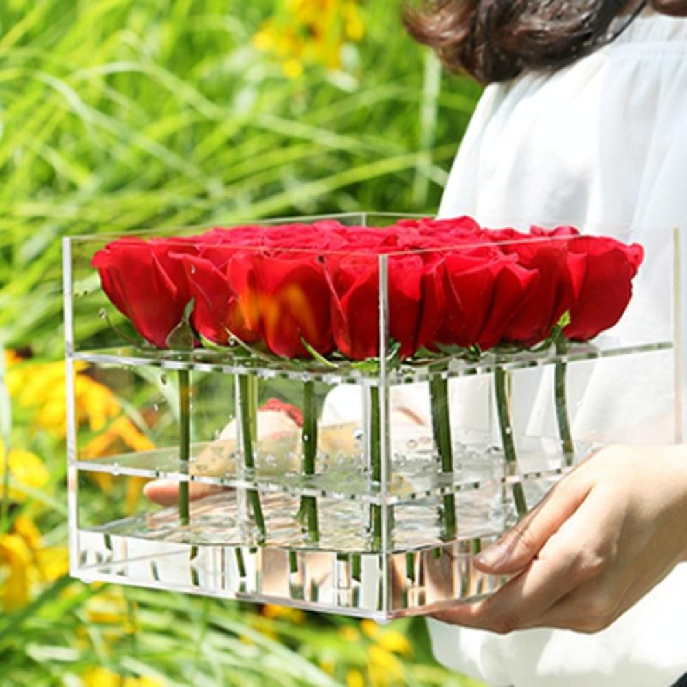 Square Transparent Acrylic Gift Box Flower Box, Specification: 25 Holes