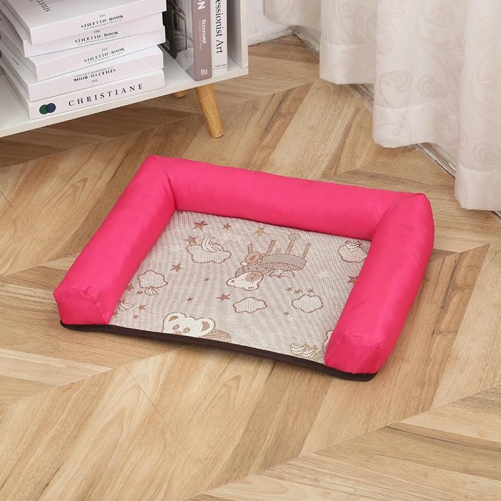 Pet Breathable And Cooler Mat Pet Bed, Specification: S(Rose Red)