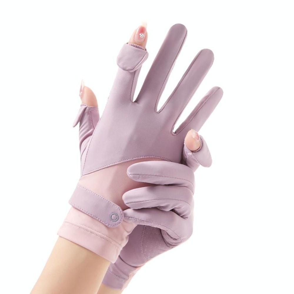 FSN02 1pair UV Resistant Ice Silk Breathable Cool Non-Slip Cycling Driving Thin Gloves Free Code(Purple Pink)