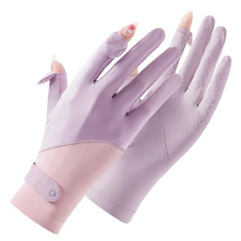 FSN02 1pair UV Resistant Ice Silk Breathable Cool Non-Slip Cycling Driving Thin Gloves Free Code(Purple Pink)