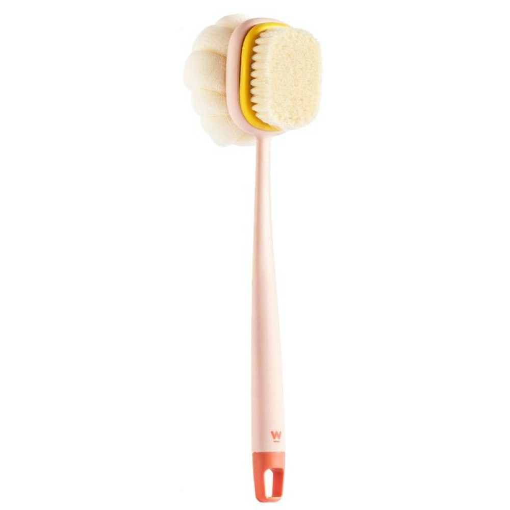 SW076 Double Side Bath Brush Disassembly Long Handle Soft Nylon Brush, Color: Pink Flocking