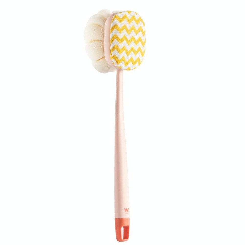 SW076 Double Side Bath Brush Disassembly Long Handle Soft Nylon Brush, Color: Pink Bath Cloth