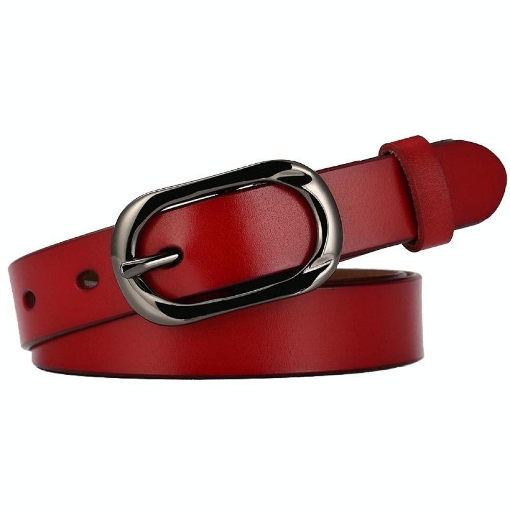 ZK--052 Soft and Wear-resistant Fine Cowhide Belt with Pin Buckle, Length: 105cm(Red)