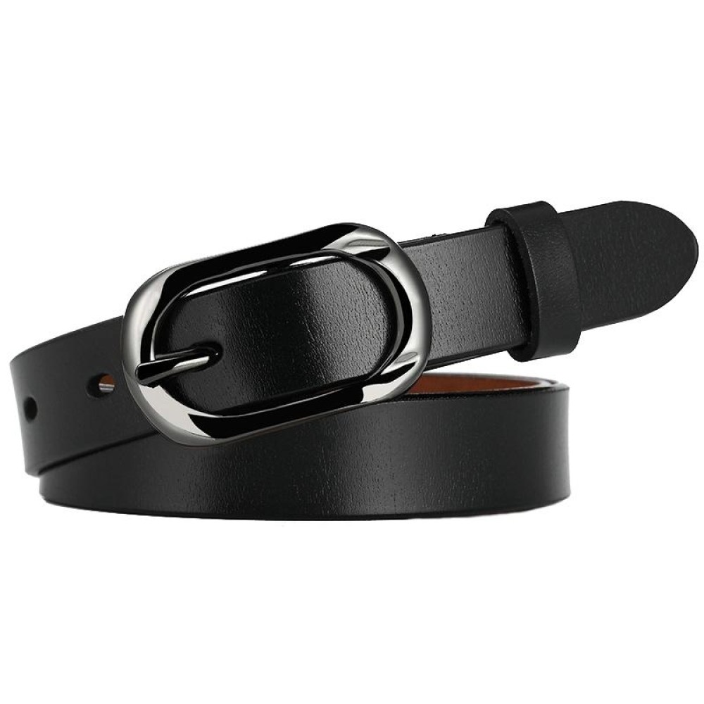 ZK--052 Soft and Wear-resistant Fine Cowhide Belt with Pin Buckle, Length: 105cm(Black)