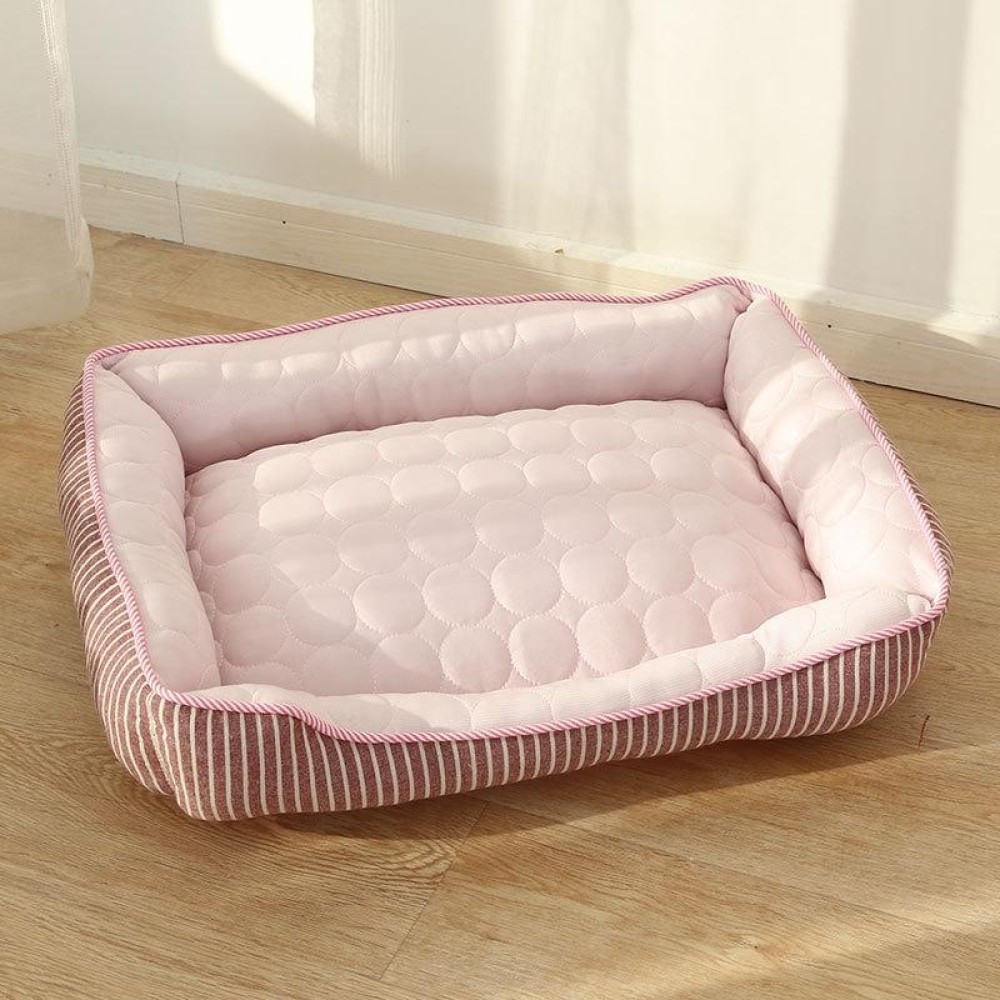 Summer Cold Feeling Dog Cat Kennel Ice Silk Cool Den,Size: L(Pink)